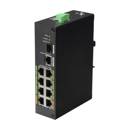 XS-SW1008EPOE-120-DIN - Switch ePoE X-Security - 8 porte PoE + 1 Uplink RJ45 + 1 SFP - Velocità 10/100 Mbps - Potenza 60 W per p