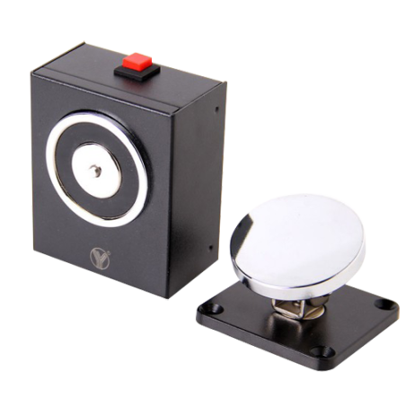 YD-604 - Ritentore elettromagnetico - Per porta semplice - Forza di ritenzione 50 Kg - Pulsante a comando manuale - Alimentazion