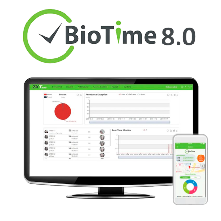ZK-BIOTIME8-10 - Licenza software per la rilevazione presenze - 10 dispositivi / 500 utenti / 1 APP - Timbrature da remoto con Z