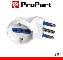 Adattatore schuko 90Â° spina16A salvaspazio