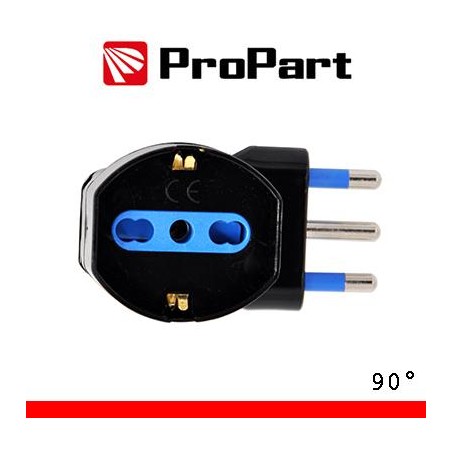 Adattatore schuko 90Â° spina16A salvaspazio nero