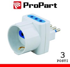 Adattatore triplo 3pos 10A/schuko spina10A polybag