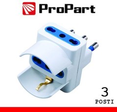 Adattatore triplo 3pos bipasso/schuko spina16A polybag