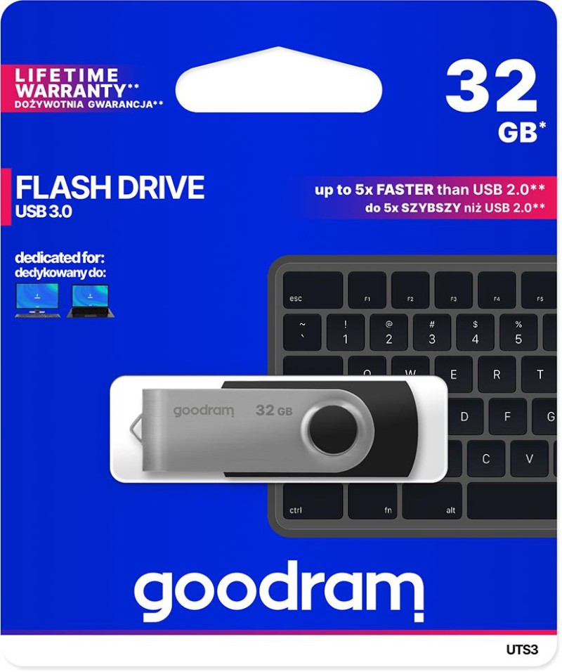 GoodRAM Pendrive 32GB UTS3 BLACK USB 3.2 - retail blister - UTS3-0320K0R11 GoodRAM Pendrive 32GB UTS3 BLACK USB 3.2 - retail blister - UTS3-0320K0R11