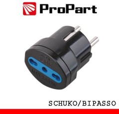 Adattatore bipasso spina schuko nero polybag