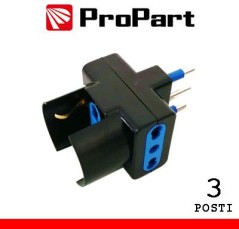 Adattatore triplo 3pos bipasso/schuko spina16A polybag nero