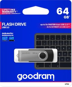 GoodRAM Pendrive 64GB UTS3 BLACK USB 3.0 - retail blister - UTS3-0640K0R11
