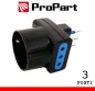 Adattatore triplo 3pos 10A/schuko spina10A nero