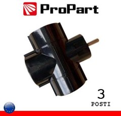 Adattatore triplo 3 pos Schuko spina Schuko 16A nero polybag
