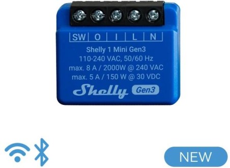Shelly Mini 1 Gen3 - Smart Relay 8A AC/DC WiFi/BT