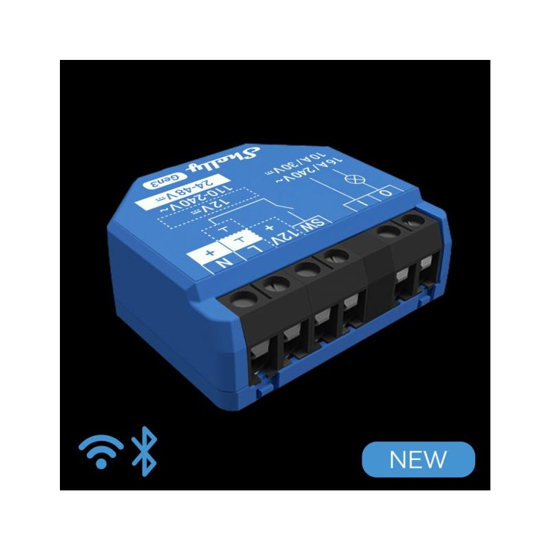 Shelly 1 Gen3 - Smart Relay contatto pulito 16A AC/DC WiFi/BT/Matter Shelly 1 Gen3 - Smart Relay contatto pulito 16A AC/DC WiFi/BT/Matter