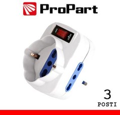 Adattatore 3pos bipasso/schuko spina10A rotante + inter.