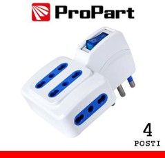 Adattatore 4pos bipasso spina16A salvaspazio + interr.