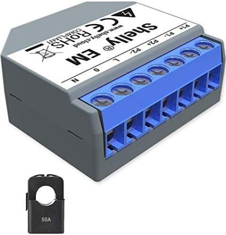 Shelly EM - Modul contatore energia Wi-Fi + pinza amperometrica 50A