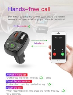 Vivavoce per auto FM Bluetooth 5.0 con lettore MSD e Pendrive