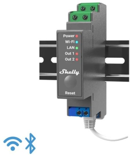 Shelly Pro 2 - IP Smart Relay DIN 2ch. LAN/WiFi/BT