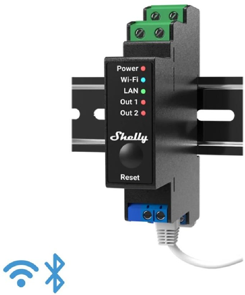 Shelly Pro 2PM - IP Smart Relay DIN 2ch. LAN/WiFi/BT + PM Shelly Pro 2PM - IP Smart Relay DIN 2ch. LAN/WiFi/BT + PM