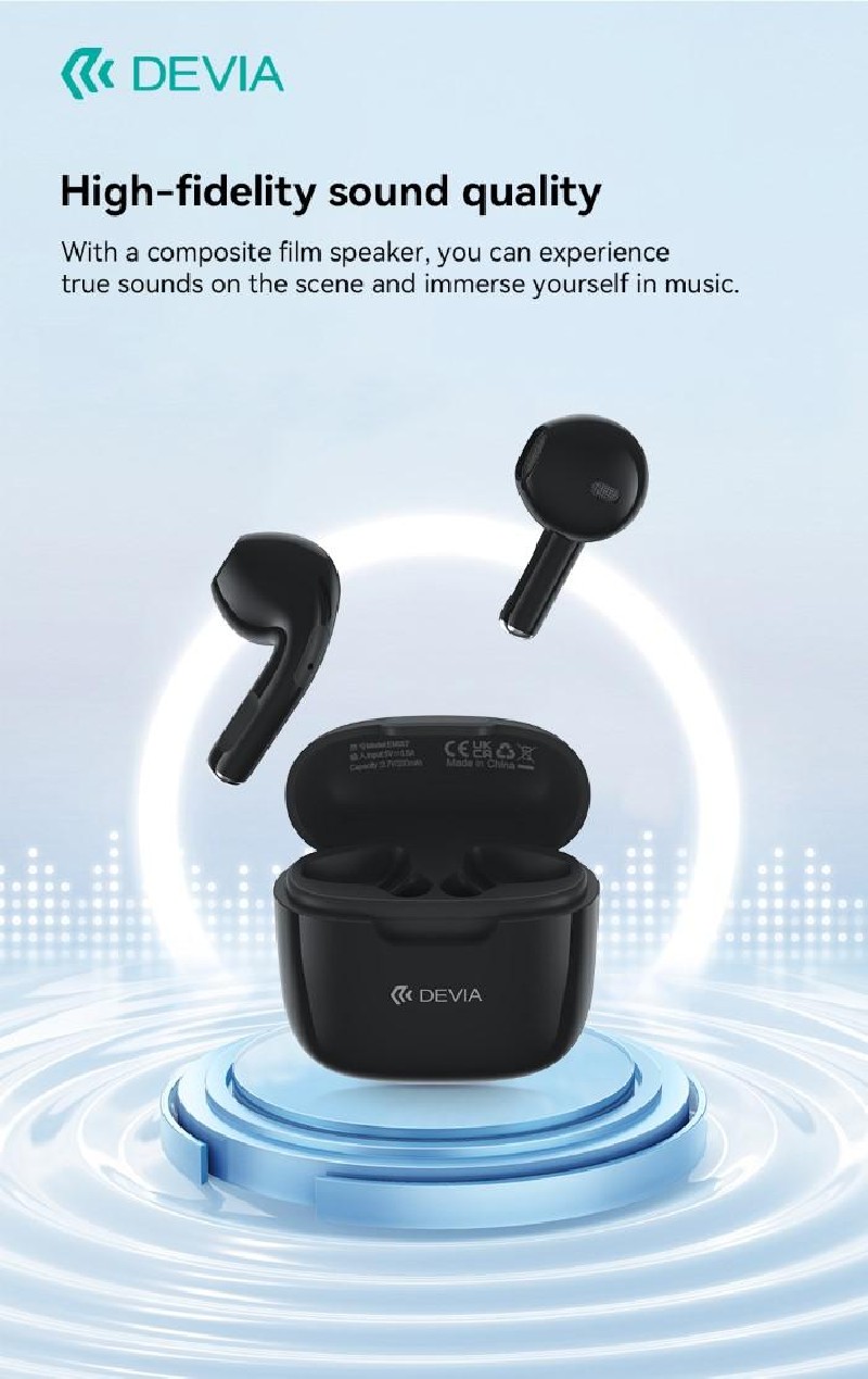 Auricolari Devia TWS-K1 Bluetooth 5.3 EM057 Neri