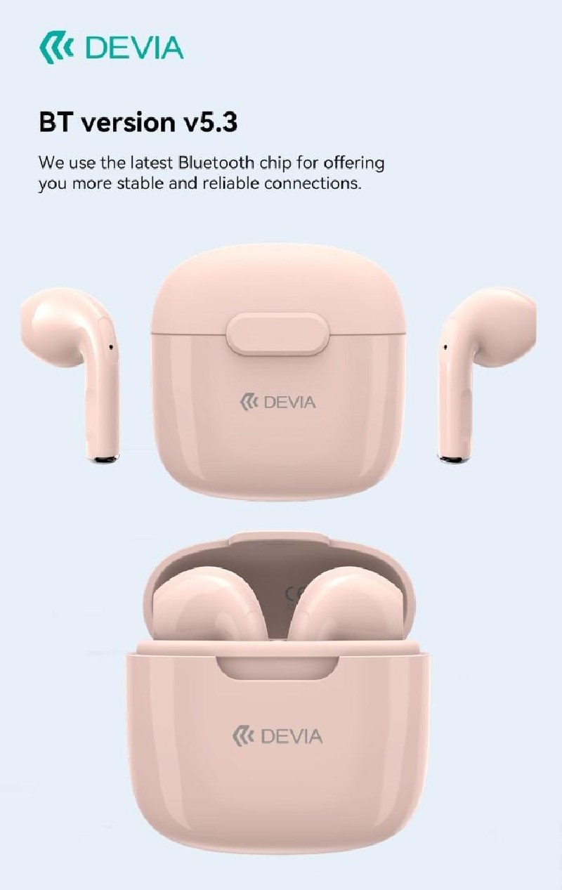 Auricolari Devia TWS-K1 Bluetooth 5.3 EM057 Rosa