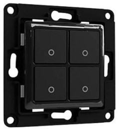 Shelly Wall Switch 4 - Pulsanti filari da parete 4 tasti nero con supp relé