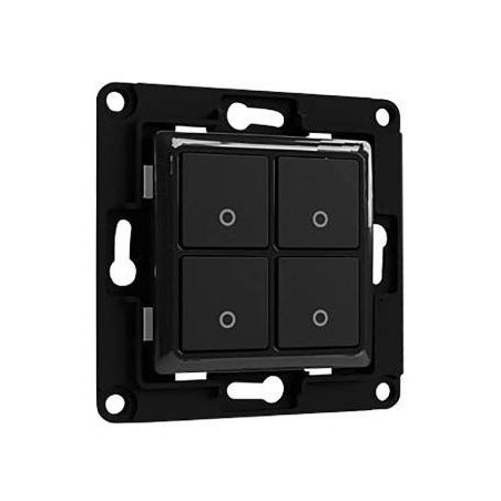 Shelly Wall Switch 4 - Pulsanti filari da parete 4 tasti nero con supp relé