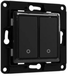 Shelly Wall Switch 2 - Pulsanti filari da parete 2 tasti nero con supp relé