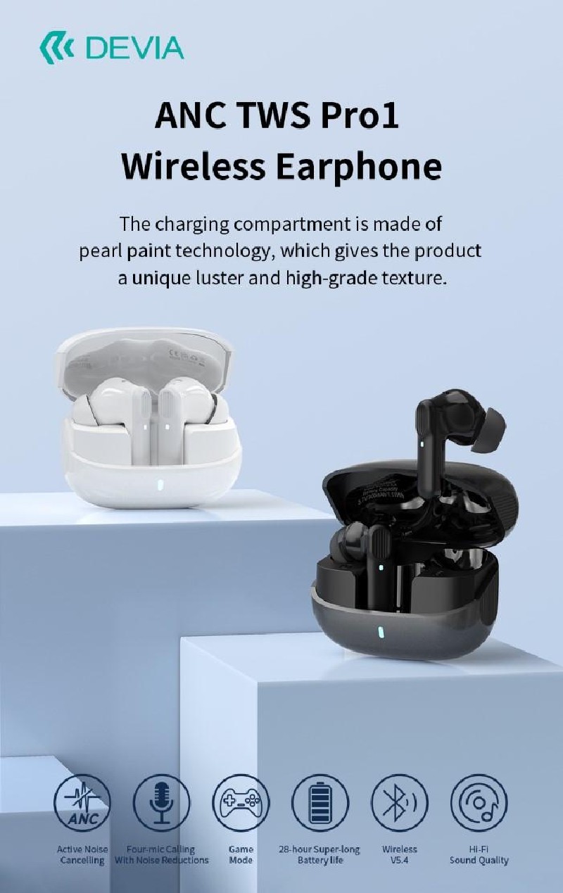 Auricolari TWS EM408 con ANC riduzione del rumore Bianchi Auricolari TWS EM408 con ANC riduzione del rumore Bianchi