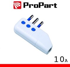 Spina 10A 2P+T uscita cavo 90Â° polybag