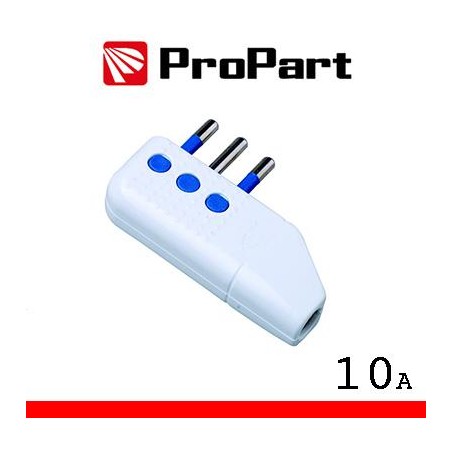 Spina 10A 2P+T uscita cavo 90Â° polybag