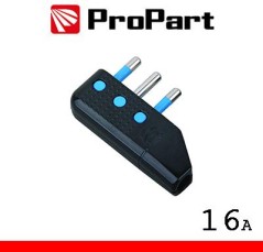 Spina 16A 2P+T uscita cavo 90Â° nera polybag