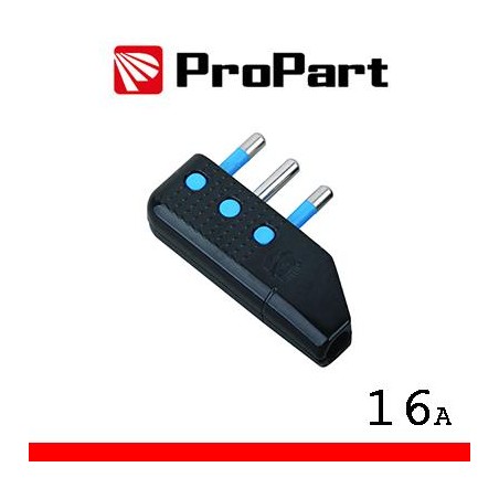 Spina 16A 2P+T uscita cavo 90Â° nera polybag