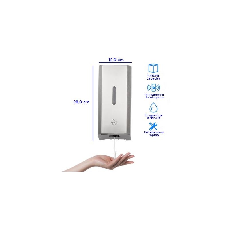 Dispenser automatico a muro, erogazione a goccia - 1 LT