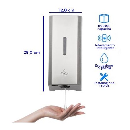 Dispenser automatico a muro, erogazione a goccia - 1 LT
