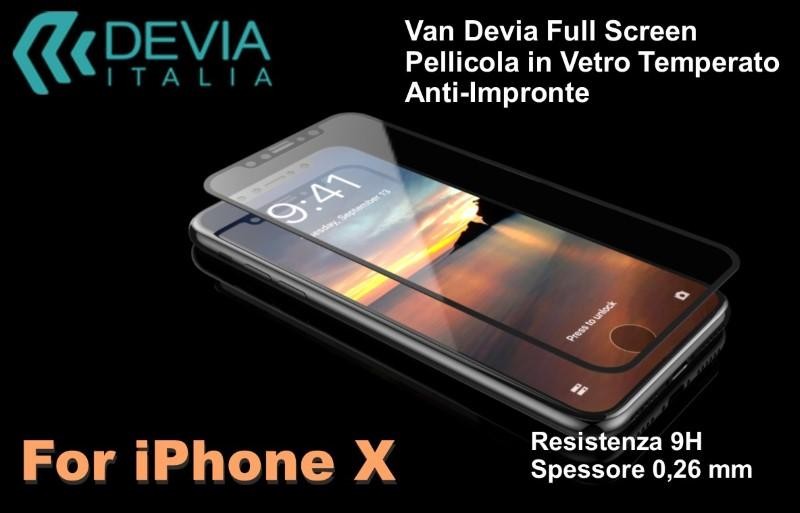 Pellicola vetro temperato Anti Imp Full Screen iPhone X Nera Pellicola vetro temperato Anti Imp Full Screen iPhone X Nera