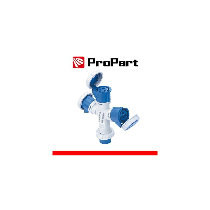Adattatore triplo Spina ind.16A 2P+T 220-250V CEE IP67 Adattatore triplo Spina ind.16A 2P+T 220-250V CEE IP67