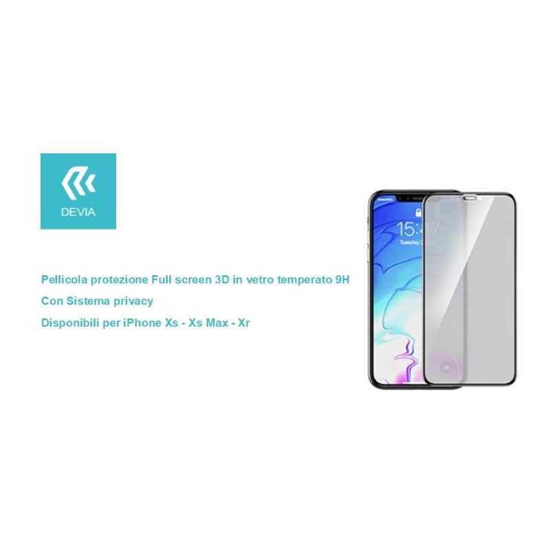 Pellicola Full 3D vetro temperato Privacy per iPhone Xs 5.8 Pellicola Full 3D vetro temperato Privacy per iPhone Xs 5.8