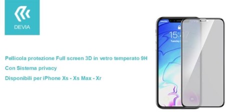 Pellicola Full 3D vetro temperato Privacy per iPhone Xs 5.8