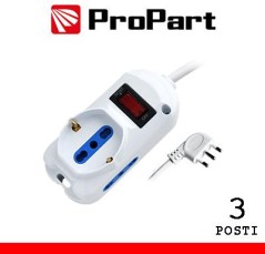 Multipresa 3pos bipasso + bipasso/schuko spina10A + inter.