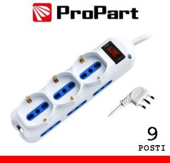 Multipresa 9pos bipasso + bipasso/schuko spina10A + inter.