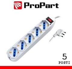 Multipresa 5pos bipasso/schuko spina10A +interr.