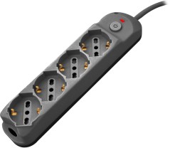 Multipresa 4pos bipasso/schuko + interrutt nuovo modello nera