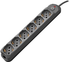 Multipresa 6pos bipasso/schuko + interrutt nuovo modello nera