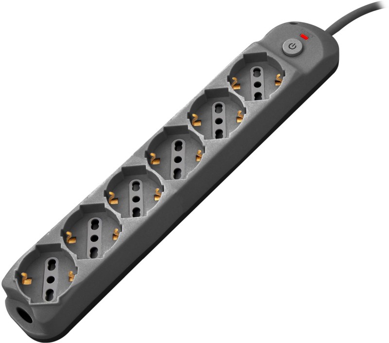 Multipresa 6pos bipasso/schuko + interrutt nuovo modello nera Spina 16A Multipresa 6pos bipasso/schuko + interrutt nuovo modello nera Spina 16A