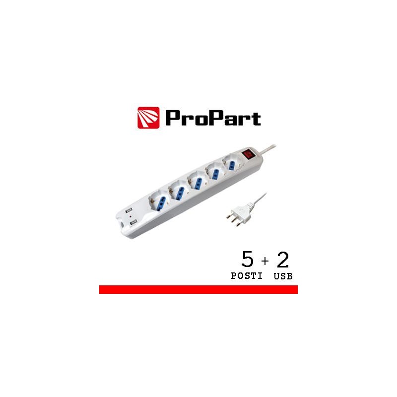 Multipresa 5pos bipasso/schuko + USB spina16A +interr. Multipresa 5pos bipasso/schuko + USB spina16A +interr.