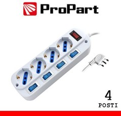 Multipresa 4pos bipasso/schuko spina16A +interr. multipli