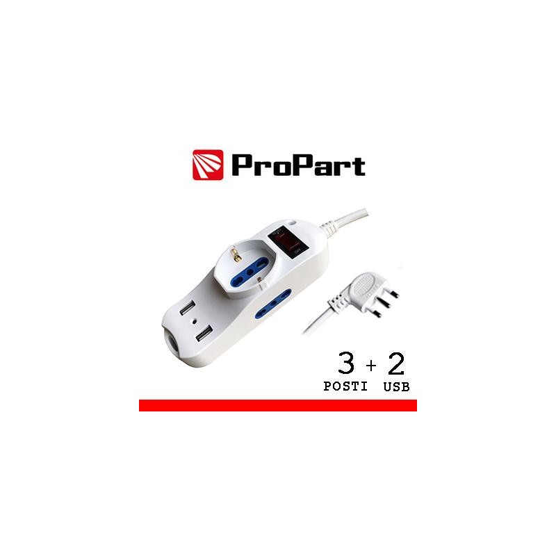 Multipresa 3pos bipasso + bipasso/schuko + USB spina16A +int Multipresa 3pos bipasso + bipasso/schuko + USB spina16A +int