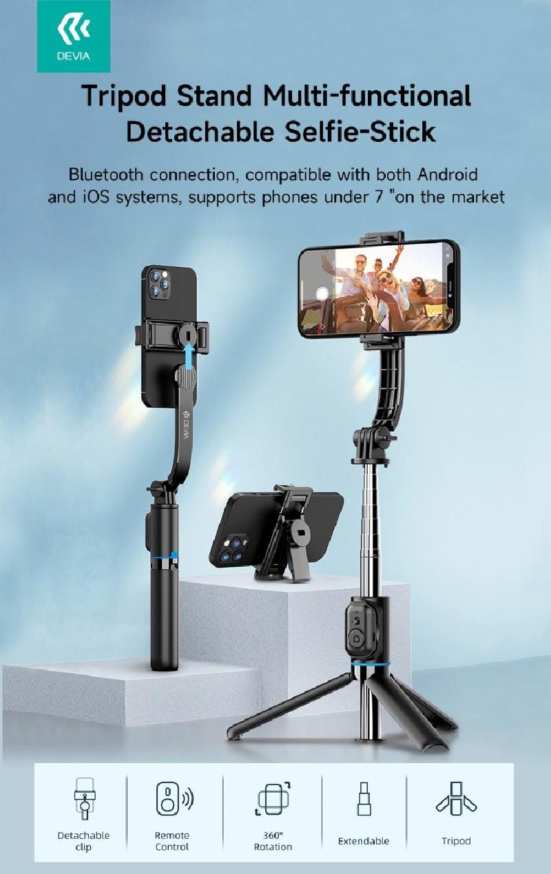 Supporto treppiede e selfie-stick multifunzionale staccabile Supporto treppiede e selfie-stick multifunzionale staccabile