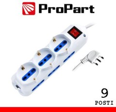 Multipresa 9pos bipasso + bipasso/schuko spina16A +interr.