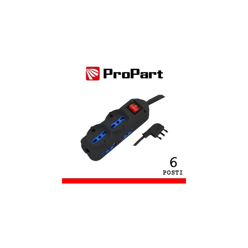 Multipresa 6pos bipasso + bip/schuko spina16A +interr. nera Multipresa 6pos bipasso + bip/schuko spina16A +interr. nera