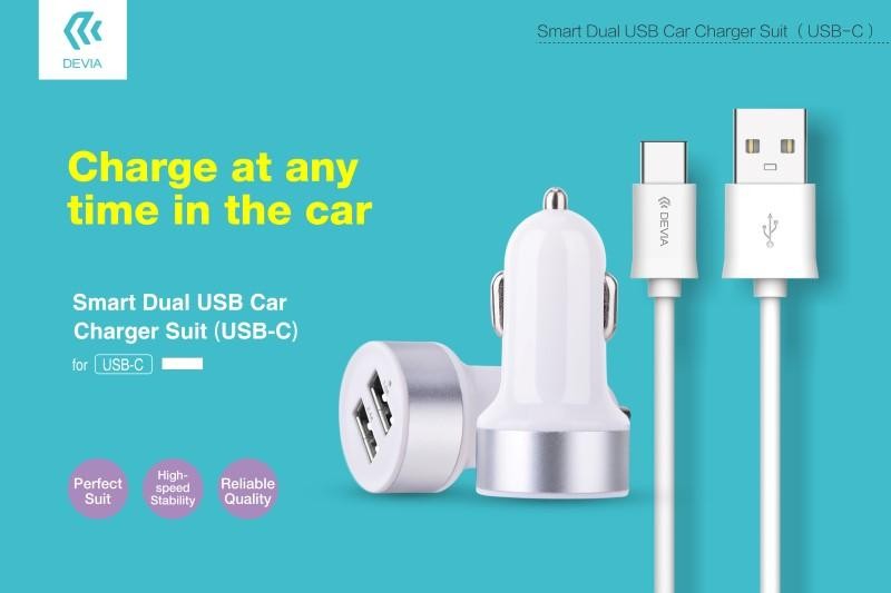 Suit Carica Auto 2 Out 3.1A e Cavo USB Tipo-C Dati e Carica Suit Carica Auto 2 Out 3.1A e Cavo USB Tipo-C Dati e Carica